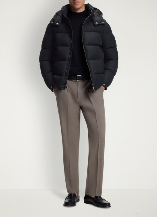BOSS Puffer jas met capuchon - voorkant 2 zwart