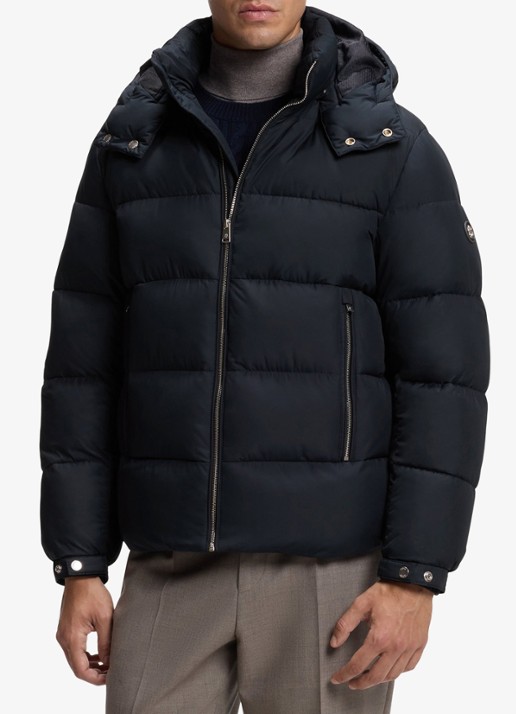 BOSS Puffer jas met capuchon - detail 3 blauw