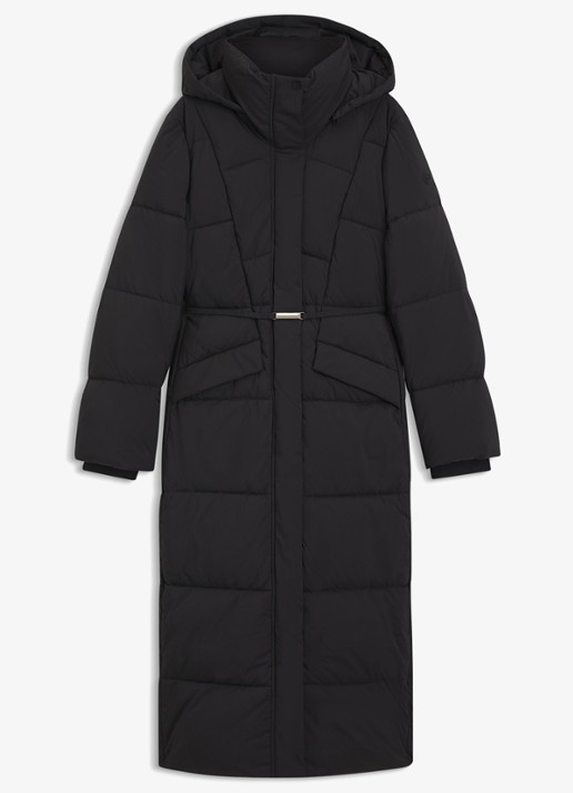 BOSS Puffer jas met ceintuur - voorkant zwart