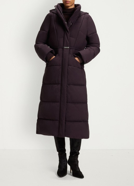 BOSS Puffer jas met ceintuur - detail paars