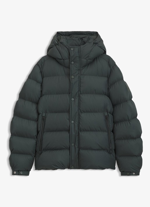 BOSS Pufferjack met capuchon en waterafstotende coating - voorkant 4 open green-377 / groen