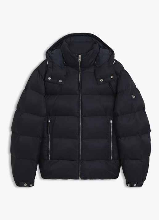 BOSS Pufferjack met capuchon en waterafstotende coating - voorkant 5 blauw