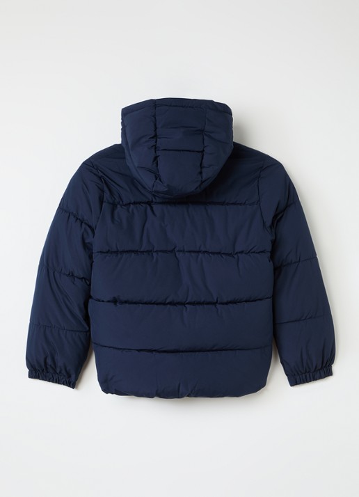 BOSS pufferjack met logo - achterkant donkerblauw