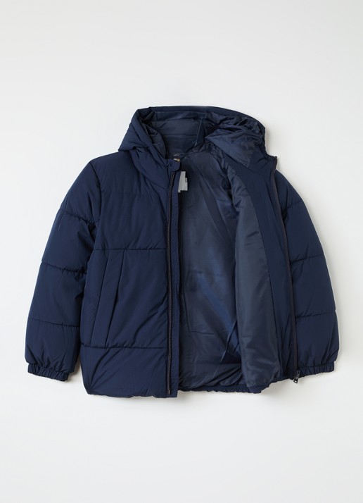 BOSS pufferjack met logo - voorkant 3 donkerblauw