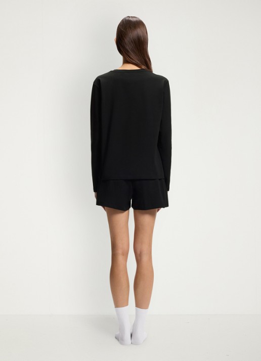 BOSS Pyjama top met logo  - achterkant 5 zwart