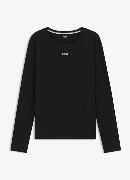 BOSS Pyjama top met logo  - voorkant zwart