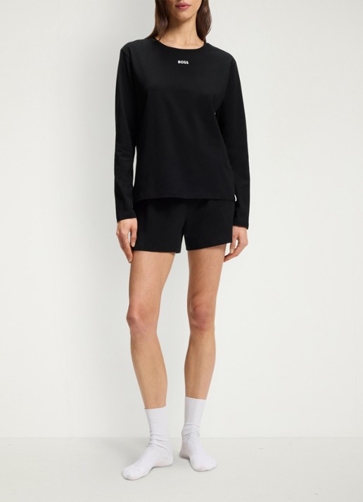 BOSS Pyjama top met logo  - voorkant 2 zwart
