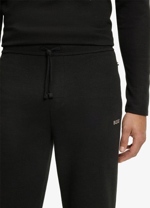 BOSS Pyjamabroek met structuur en logo - detail 4 zwart