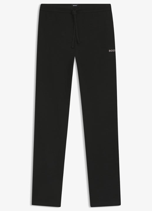 BOSS Pyjamabroek met structuur en logo - voorkant zwart