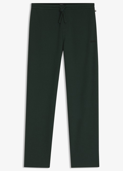 BOSS Pyjamabroek met structuur en logo - voorkant dark green-308