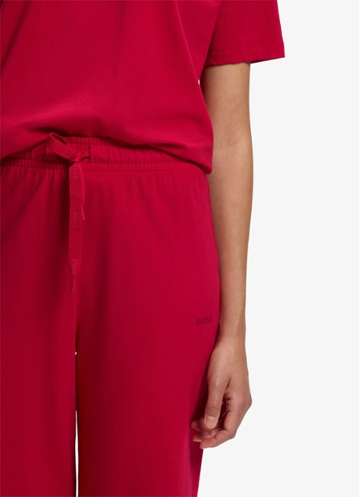 BOSS Pyjamabroek van  katoen met logo - detail 2 rood
