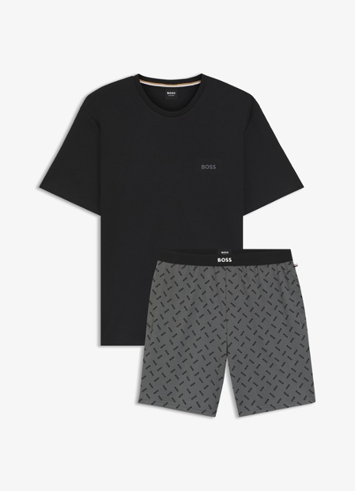 BOSS Pyjamaset met logo - voorkant donkergrijs