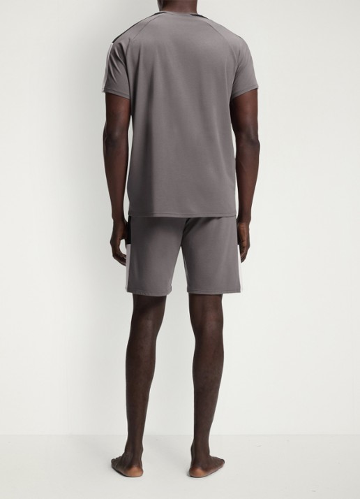 BOSS Pyjamaset met logo - achterkant donkergrijs
