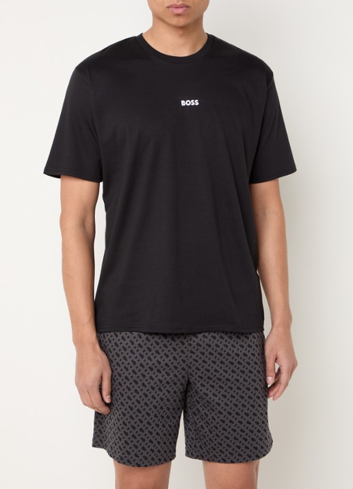 BOSS Pyjamaset met logoprint 2-delig - detail zwart