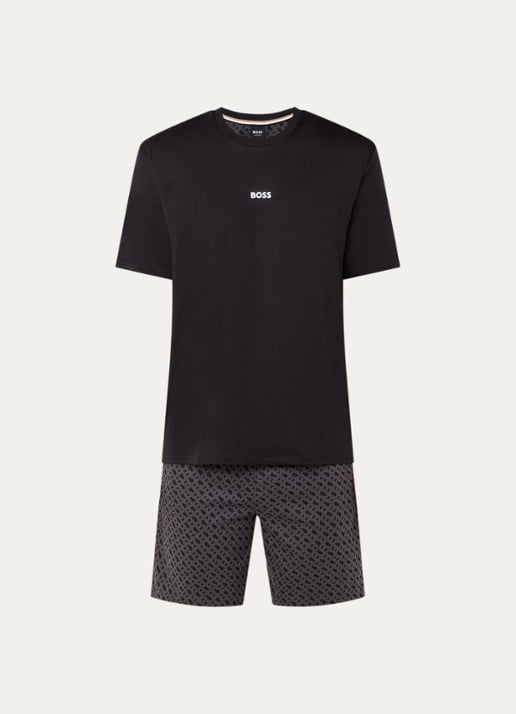 BOSS Pyjamaset met logoprint 2-delig - voorkant 3 zwart