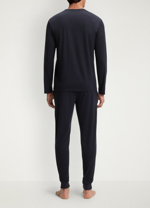 BOSS Pyjamaset  met structuur - achterkant donkerblauw