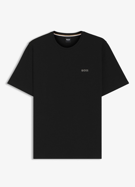 BOSS Pyjamashirt van een katoenmix met logostiksel - voorkant 2 zwart