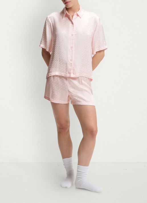 BOSS Pyjamashirt van satijn met monogramjacquard
