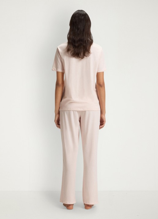 BOSS Pyjamashirt van stretchkatoen met logoprint - achterkant 5 light/pastel pink-680 / roze