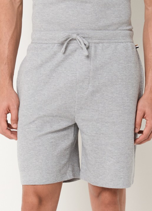 BOSS Pyjamashort van een katoenmix met logostiksel - detail 8 medium grey-033 / grijs