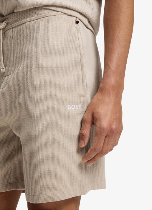 BOSS Pyjamashort van een katoenmix met logostiksel - detail 5 light beige-275 / beige