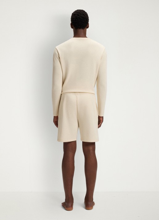 BOSS Pyjamashort van een katoenmix met logostiksel - achterkant 5 open white-131 / wit