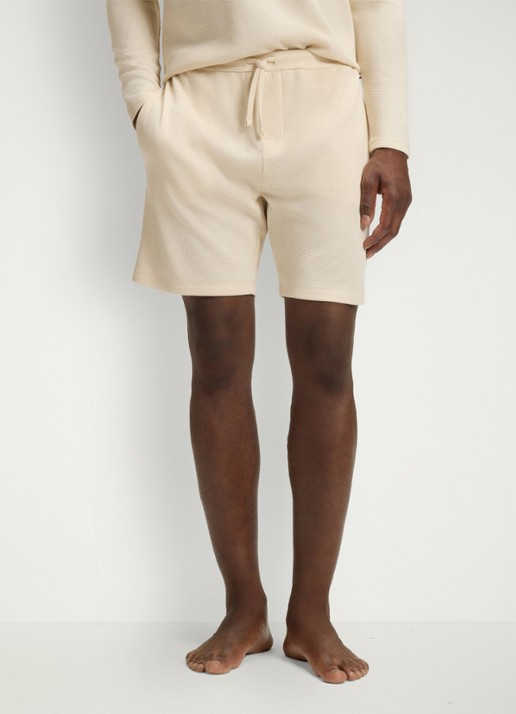 BOSS Pyjamashort van een katoenmix met logostiksel - detail open white-131 / wit