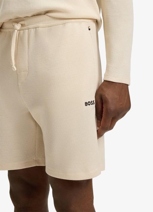 BOSS Pyjamashort van een katoenmix met logostiksel - detail 2 open white-131 / wit