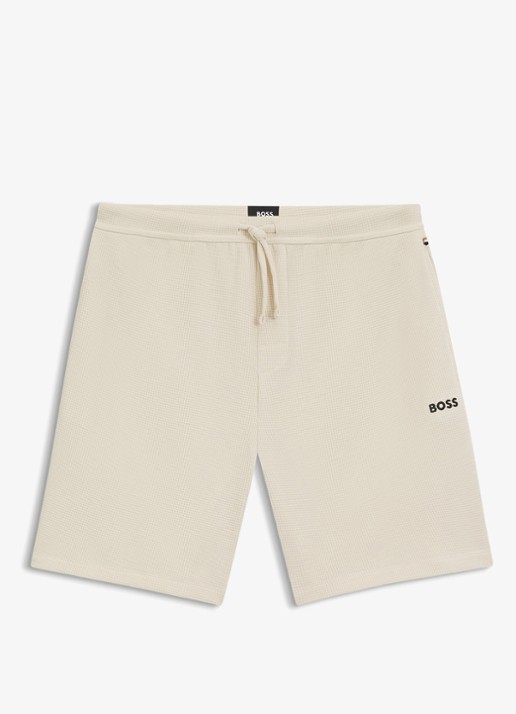 BOSS Pyjamashort van een katoenmix met logostiksel - voorkant 3 open white-131 / wit