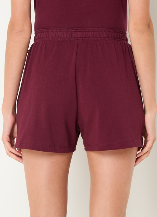 BOSS Pyjamashort van stretchkatoen met logokoorden - achterkant dark red-601 / rood