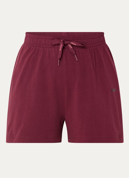 BOSS Pyjamashort van stretchkatoen met logokoorden - voorkant 3 dark red-601 / rood
