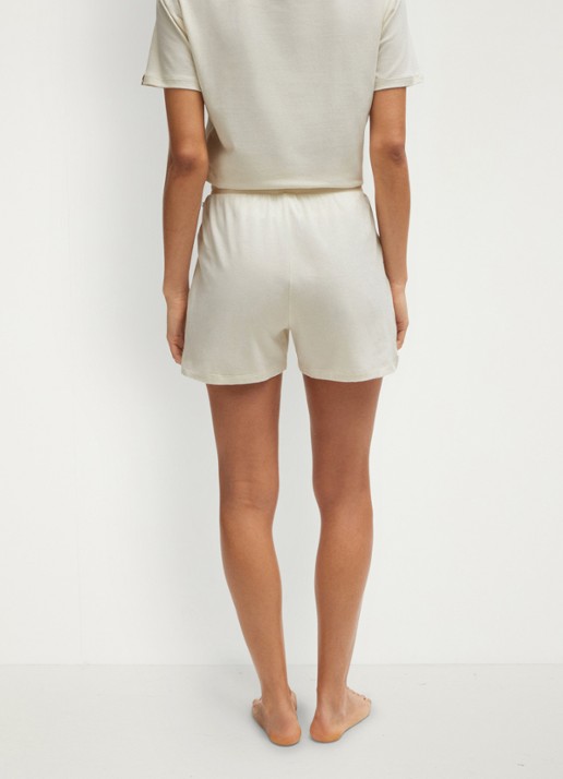 BOSS Pyjamashort van stretchkatoen met logokoorden - achterkant 7 open white-119 / wit