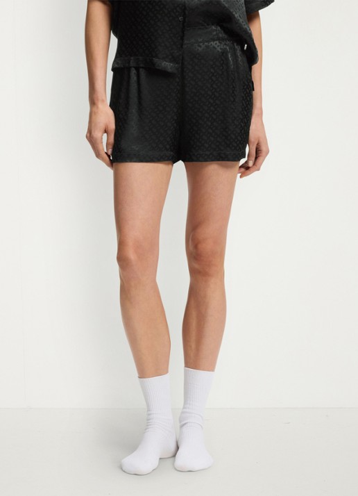 BOSS Pyjamashorts van satijn met monogramjacquard