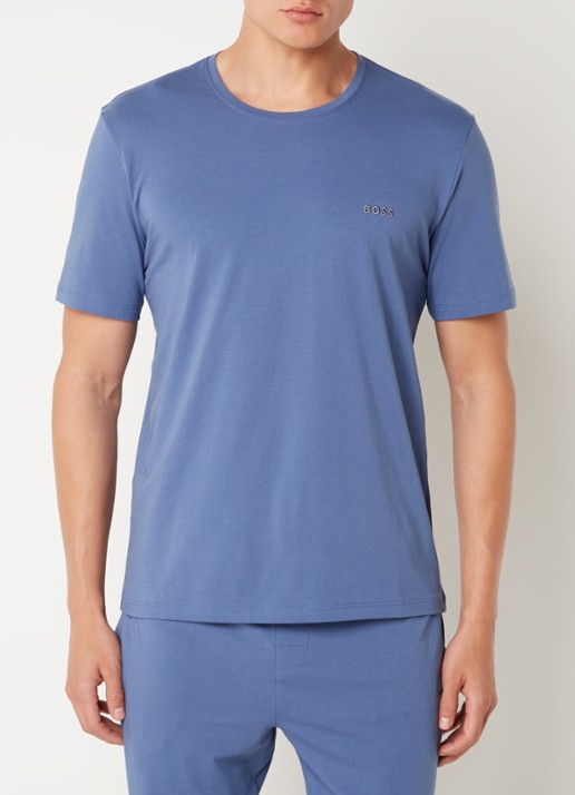 BOSS Pyjamatop met logo - detail blauw