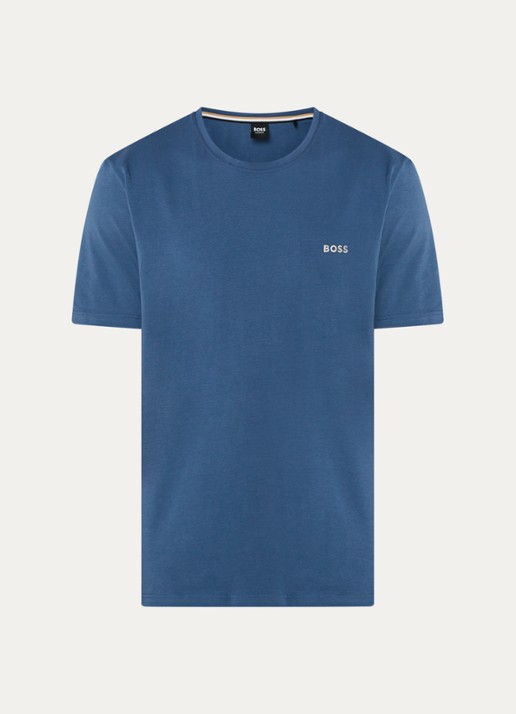 BOSS Pyjamatop met logo - voorkant 2 staalblauw