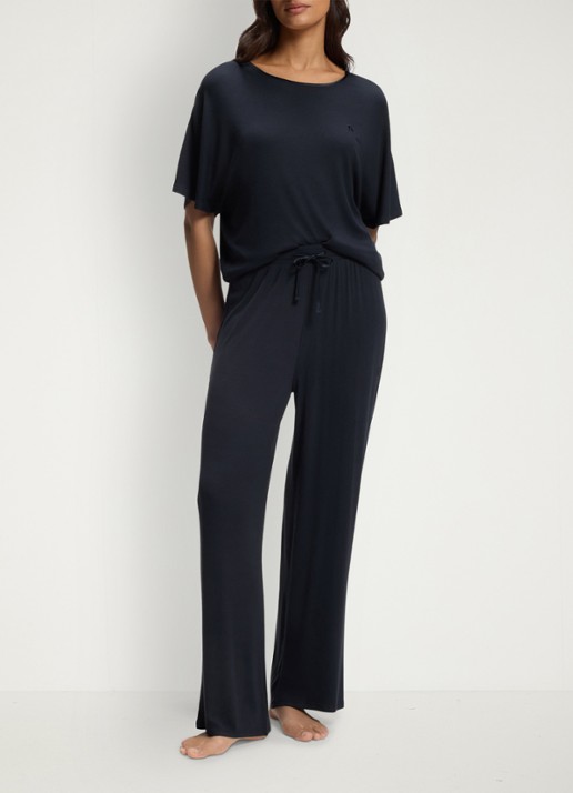 BOSS Pyjamatop met logo - voorkant 3 donkerblauw