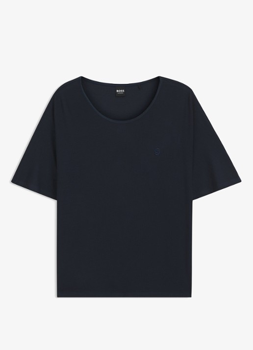 BOSS Pyjamatop met logo - voorkant 4 donkerblauw