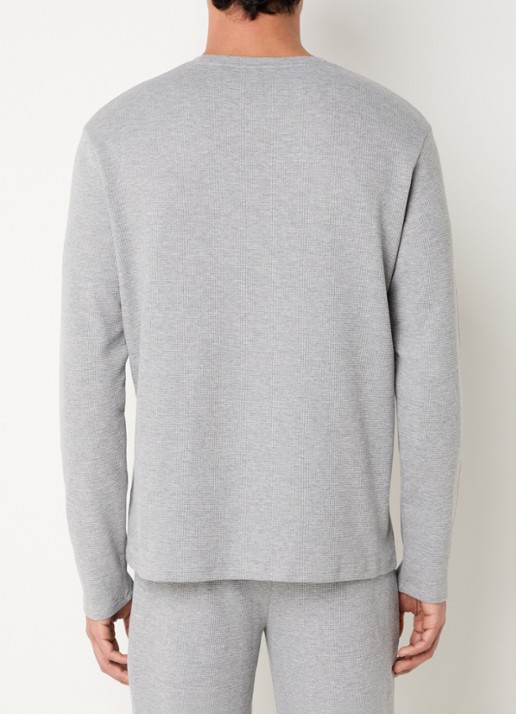 BOSS Pyjamatop met structuur en logo - achterkant 4 grijsmele