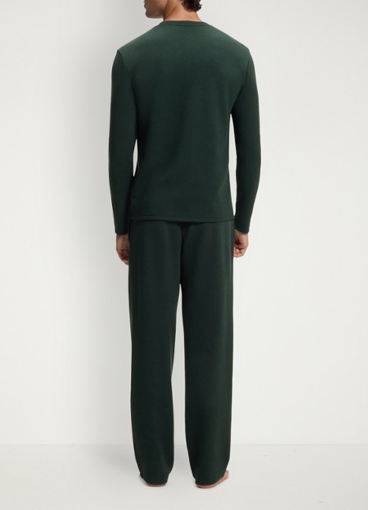 BOSS Pyjamatop met structuur en logo - achterkant 3 dark green-308
