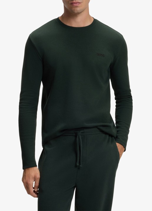 BOSS Pyjamatop met structuur en logo - detail dark green-308