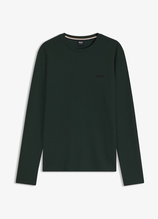 BOSS Pyjamatop met structuur en logo - voorkant 4 dark green-308