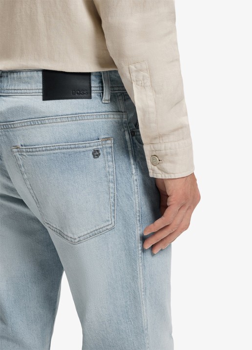 BOSS RE.MAINE-1-BO straight fit jeans met lichte wassing - detail 3 light/pastel blue-453 / blauw