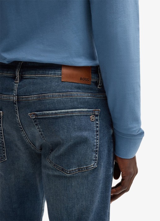BOSS Re.Maine straight leg jeans met medium wassing - detail 4 indigo