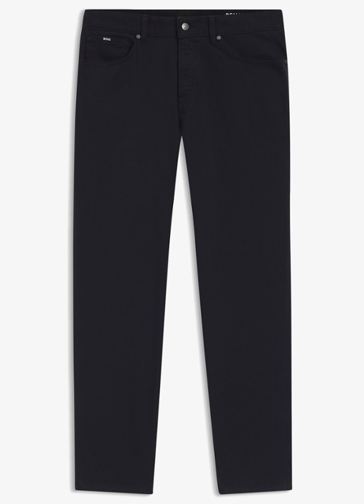 BOSS Regular fit broek met steekzakken - voorkant 5 donkerblauw
