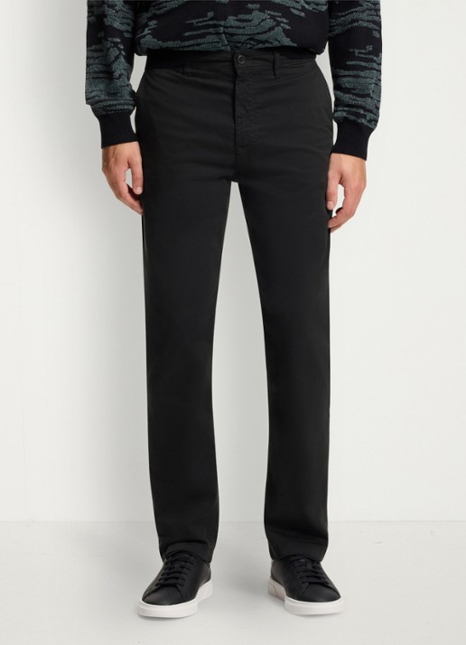 BOSS Regular-fit broek van elastisch katoenen satijn - detail 6 zwart