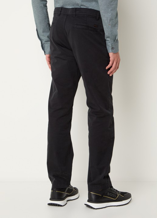 BOSS Regular-fit broek van elastisch katoenen satijn - achterkant 2 zwart