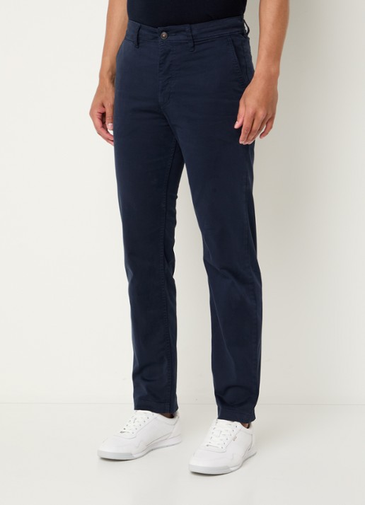 BOSS Regular-fit broek van elastisch katoenen satijn - detail 4 middenblauw