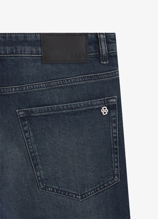 BOSS Regular fit jeans met steekzakken - detail 3 donkerblauw