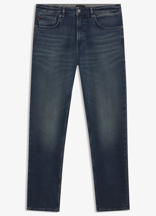 BOSS Regular fit jeans met steekzakken - voorkant 4 donkerblauw