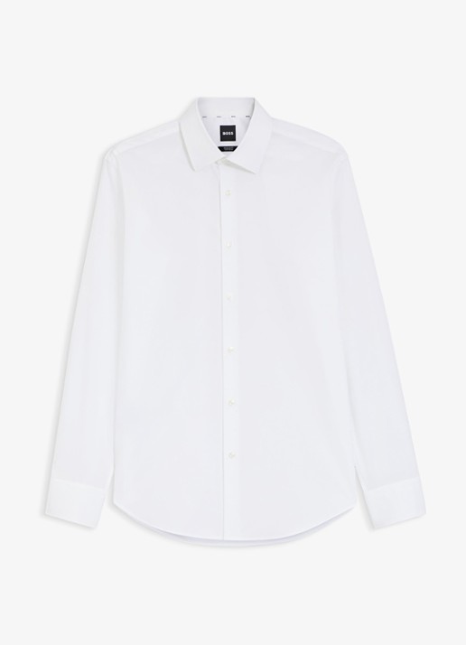 BOSS Regular fit overhemd in katoenblend - voorkant wit